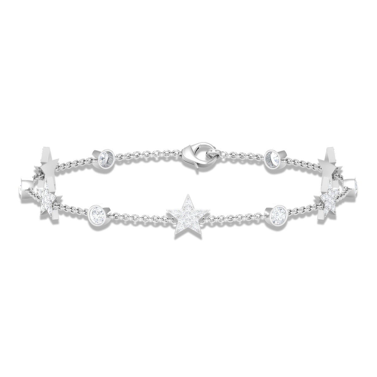 Pulsera de estrella con estación de moissanita certificada para mujer