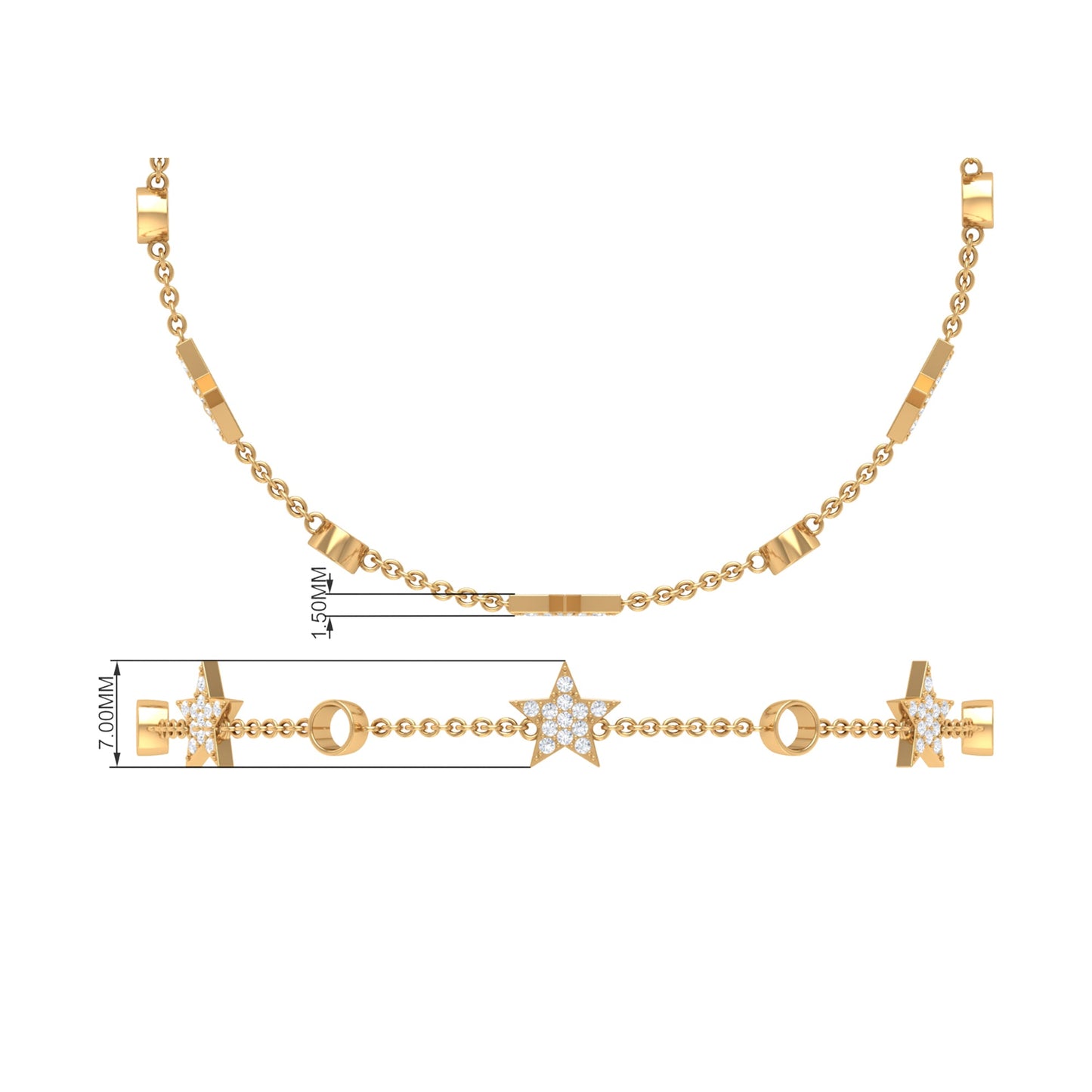 Pulsera de estrella con estación de moissanita certificada para mujer