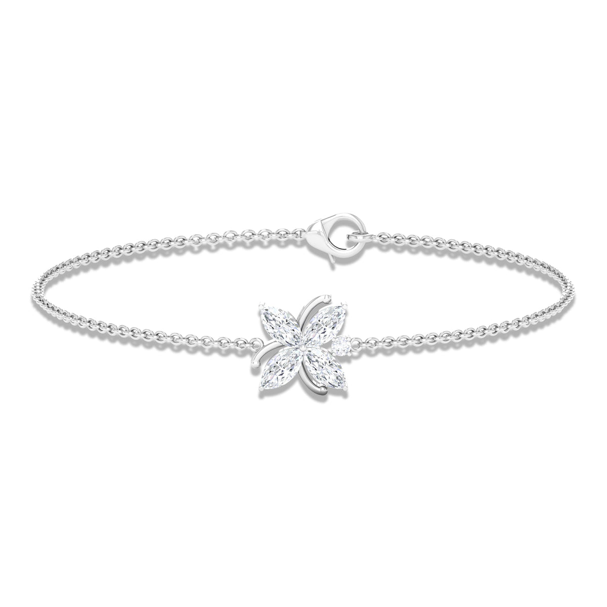 Certified Moissanite Flower Chain Bracelet for Women