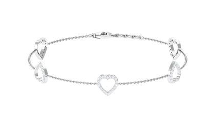 Certified Diamond Heart Chain Bracelet in Prong Setting