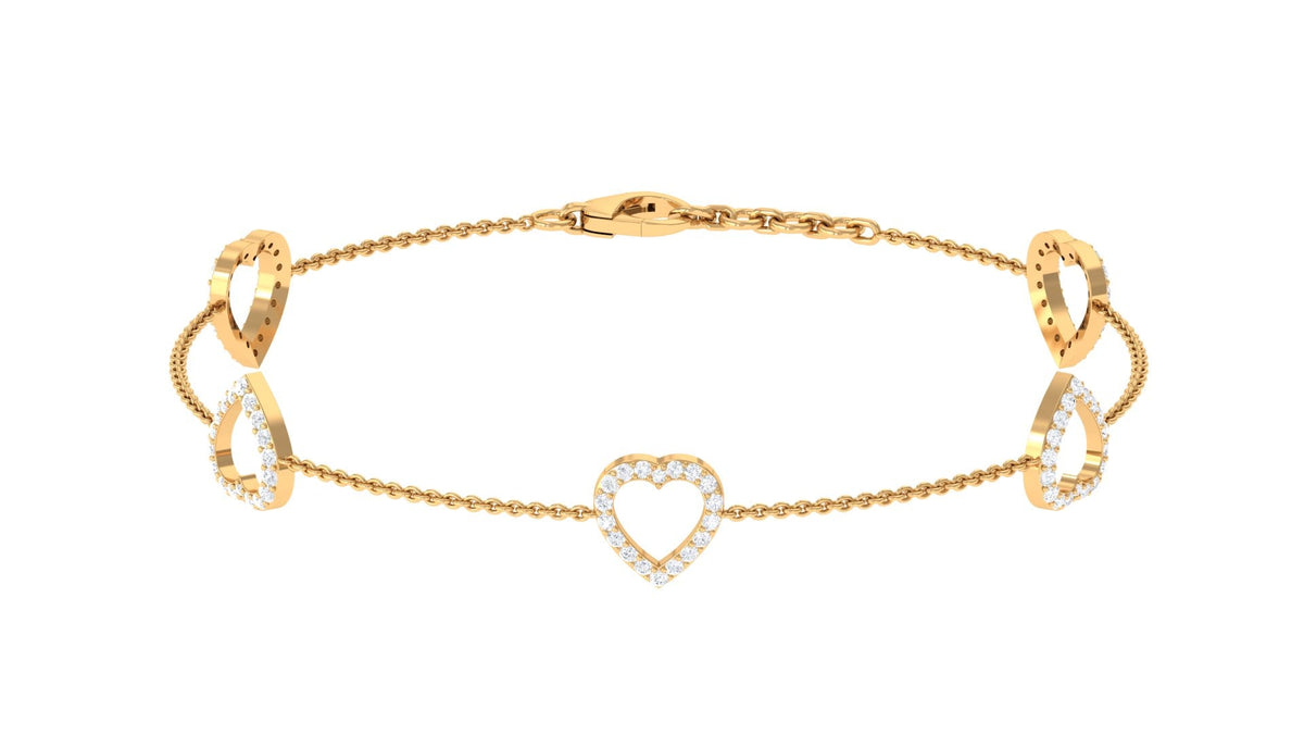 Certified Diamond Heart Chain Bracelet in Prong Setting