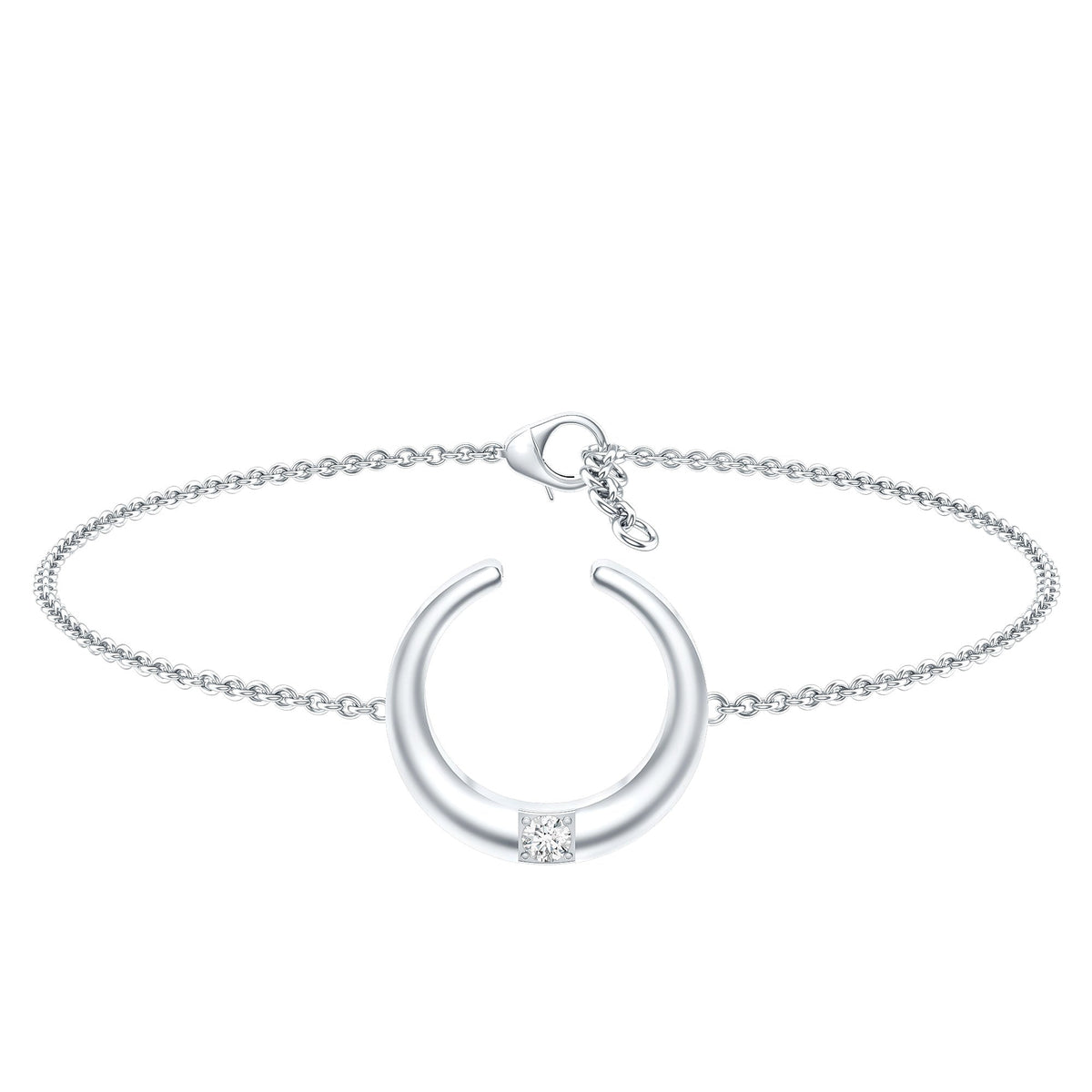 Certified Diamond Moon Chain Bracelet
