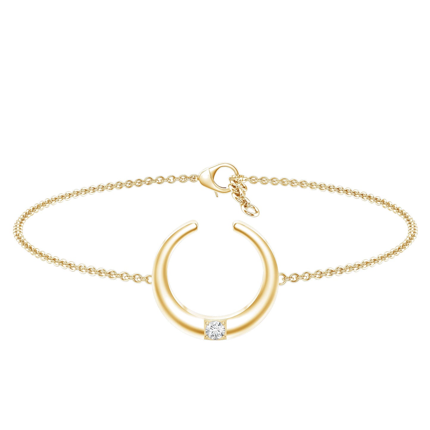 Certified Diamond Moon Chain Bracelet