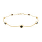 Bezel Set Black Onyx Seven Stone Station Chain Bracelet