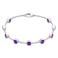 Bezel Set Amethyst Station Chain Bracelet for Women