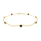 Natural Black Spinel 7 Stone Station Chain Bracelet