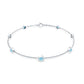 Bezel Set Aquamarine Station Bracelet for Women