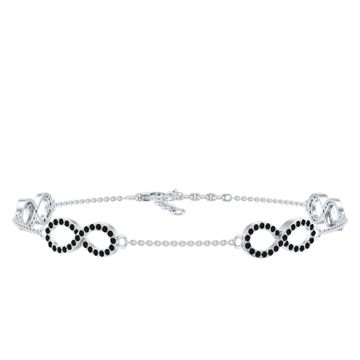 Pulsera de cadena de infinito con diamantes negros cultivados en laboratorio certificados