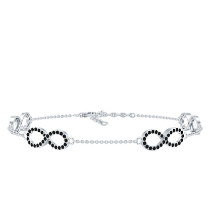 Pulsera de cadena de infinito con diamantes negros cultivados en laboratorio certificados