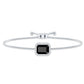 Natural 1.8 Carat Emerald Cut Black Onyx Bolo Bracelet with Diamond Halo