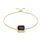 Natural 1.8 Carat Emerald Cut Black Onyx Bolo Bracelet with Diamond Halo