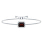 Real 2 Carat Emerald Cut Garnet Bolo Bracelet with Diamond Halo