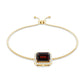 Real 2 Carat Emerald Cut Garnet Bolo Bracelet with Diamond Halo