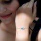 Emerald Cut London Blue Topaz and Diamond Bolo Chain Bracelet