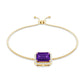 Natural 1.4 Carat Emerald Cut Amethyst Diamond Bolo Bracelet