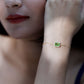Pulsera de cadena ajustable con peridoto talla esmeralda de 1,8 quilates y diamantes