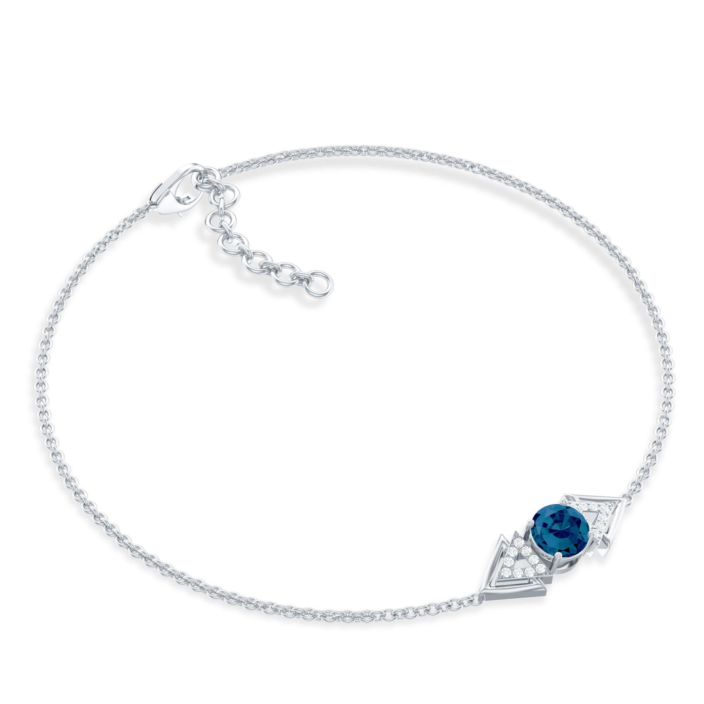 Pulsera de cadena de topacio azul de Londres auténtico y diamantes