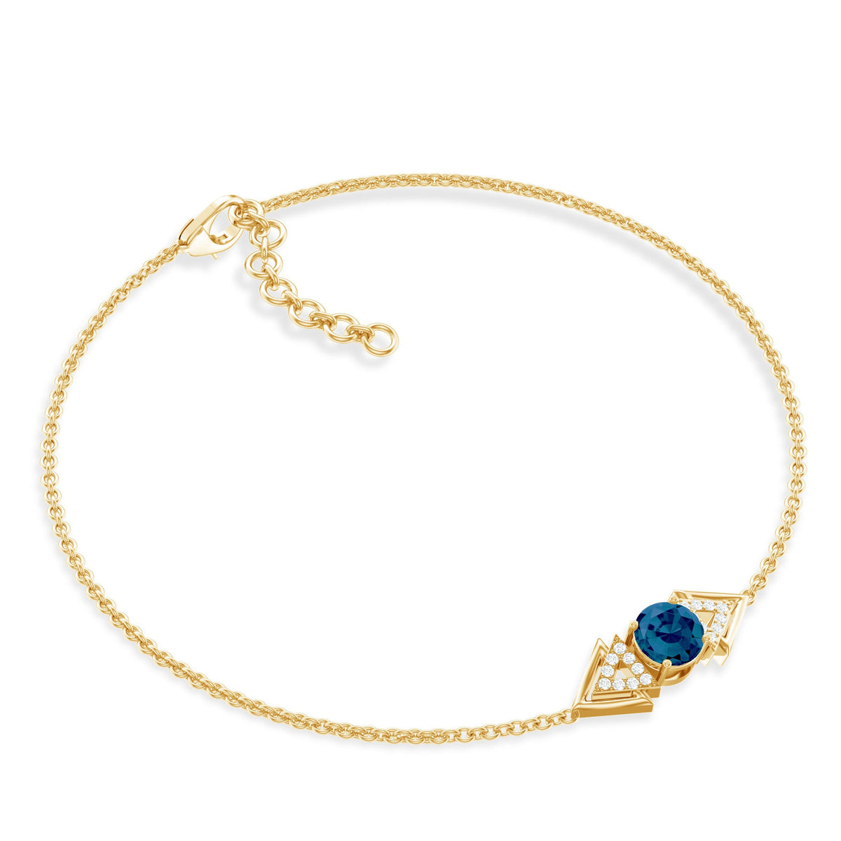 Pulsera de cadena de topacio azul de Londres auténtico y diamantes