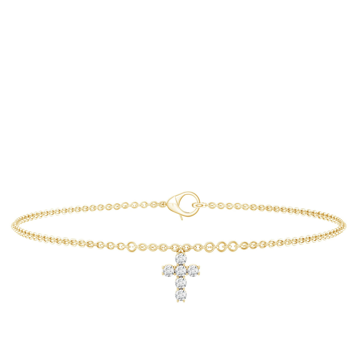 Certified Moissanite Cross Charm Chain Bracelet for Women