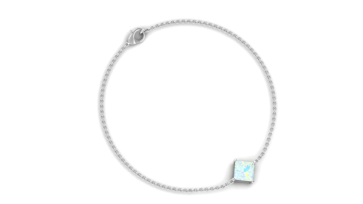 Pulsera con cadena de ópalo etíope talla princesa de 2 quilates