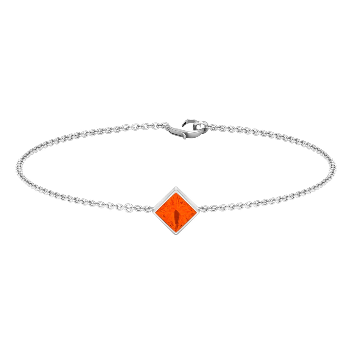 Pulsera con ópalo de fuego auténtico de 0,5 quilates con corte princesa, piedra de nacimiento