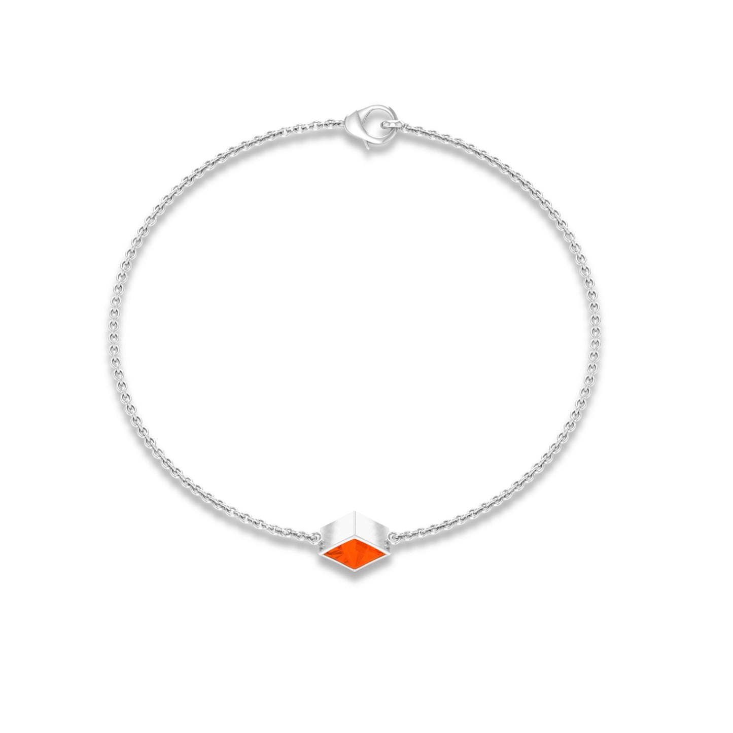 Pulsera con ópalo de fuego auténtico de 0,5 quilates con corte princesa, piedra de nacimiento