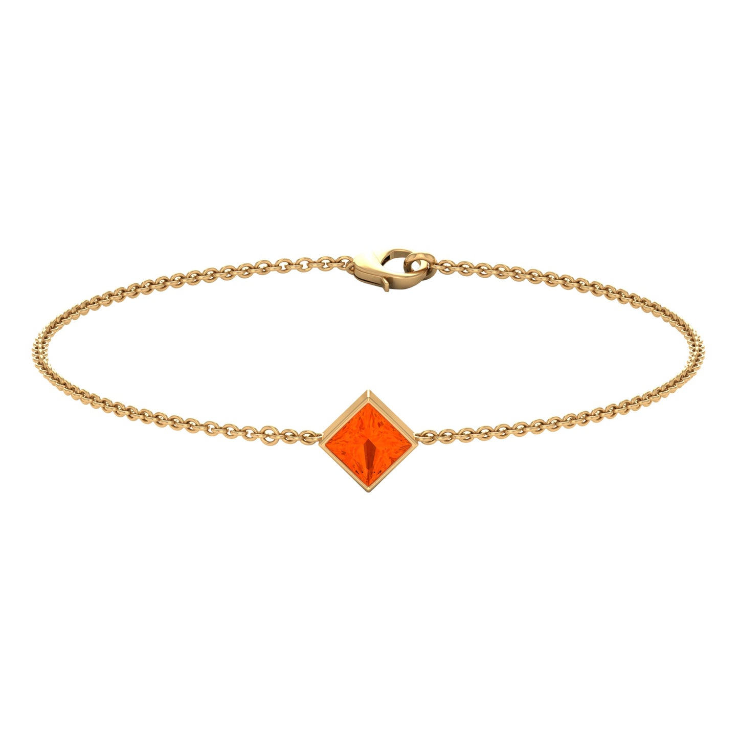 Pulsera con ópalo de fuego auténtico de 0,5 quilates con corte princesa, piedra de nacimiento