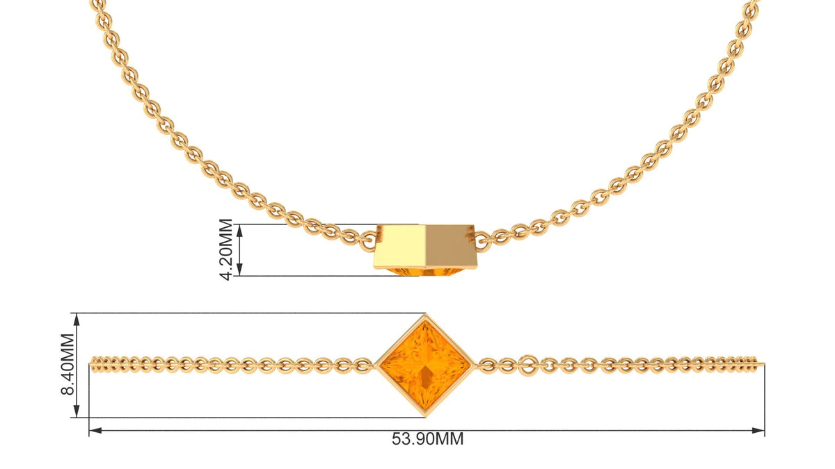 Pulsera con ópalo de fuego auténtico de 0,5 quilates con corte princesa, piedra de nacimiento