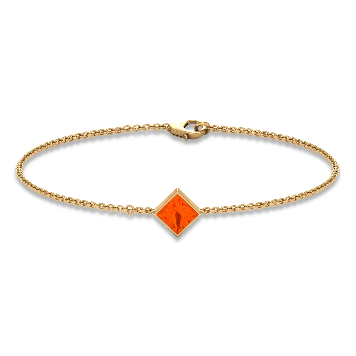 Pulsera con ópalo de fuego auténtico de 0,5 quilates con corte princesa, piedra de nacimiento