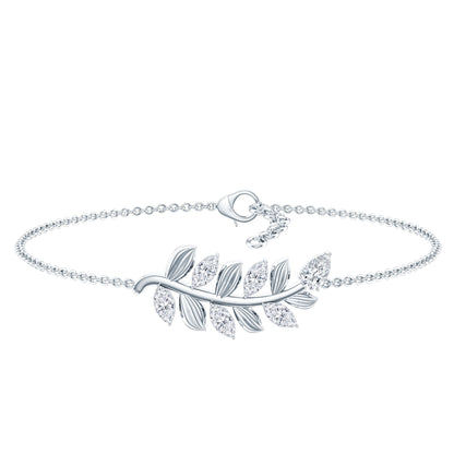 Certified Moissanite Leaf Chain Bracelet for Women