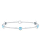 Real Aquamarine Station Chain Bracelet in Bezel Setting