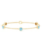 Real Aquamarine Station Chain Bracelet in Bezel Setting