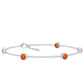 Real Fire Opal Five Stone Station Chain Bracelet in Bezel Setting