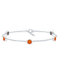 Real Fire Opal Five Stone Station Chain Bracelet in Bezel Setting