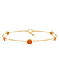 Real Fire Opal Five Stone Station Chain Bracelet in Bezel Setting