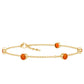 Real Fire Opal Five Stone Station Chain Bracelet in Bezel Setting