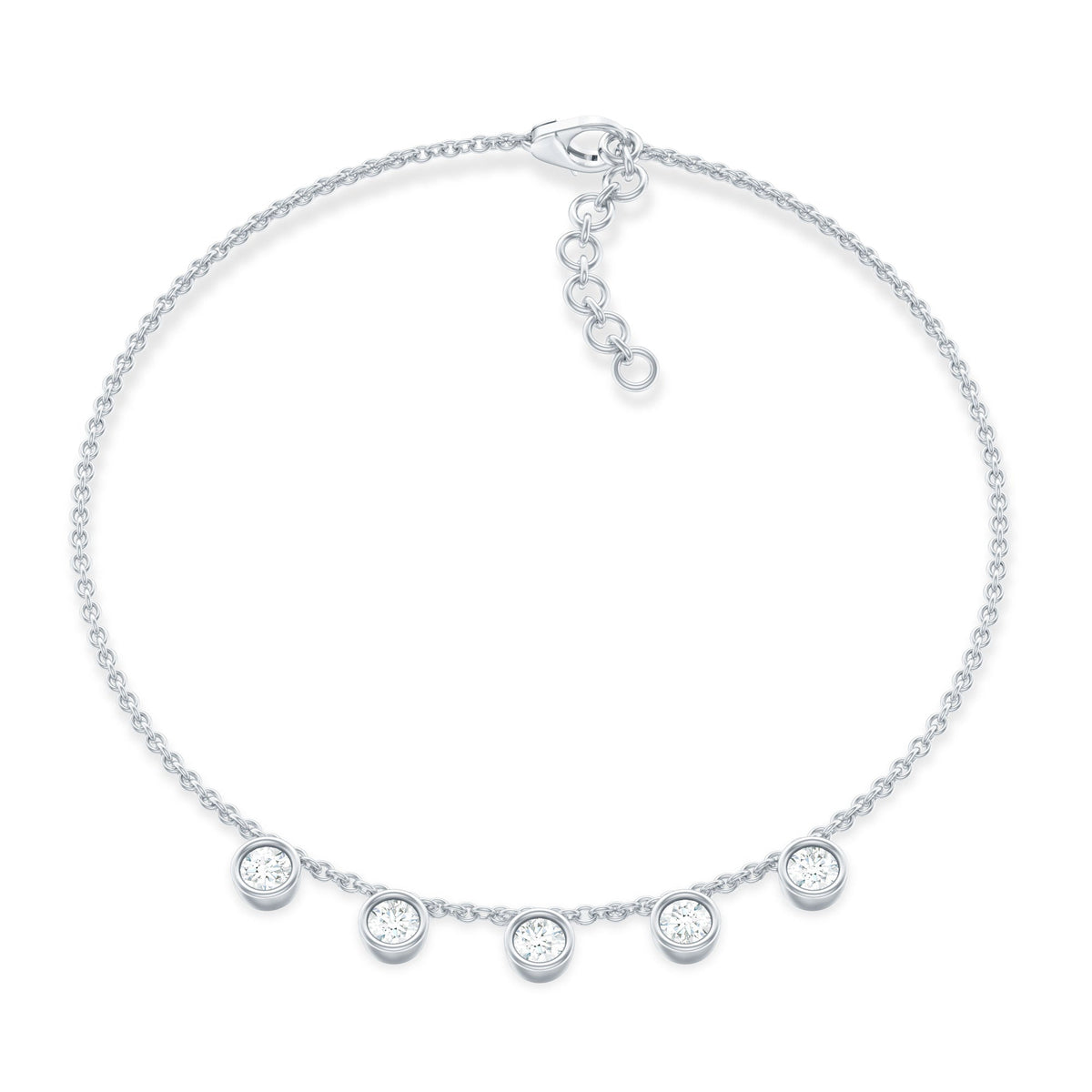 Certified Moissanite Five Stone Bracelet with Certificate
