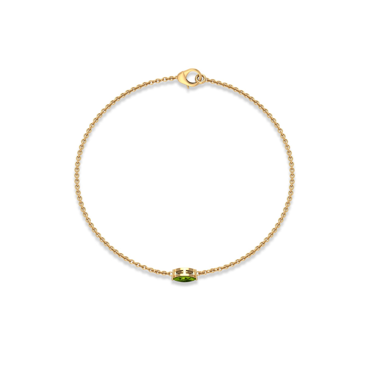 Genuine 0.74 Carat Marquise Cut Solitaire Peridot Chain Bracelet