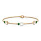 Genuine Emerald and Diamond Station Chain Bracelet