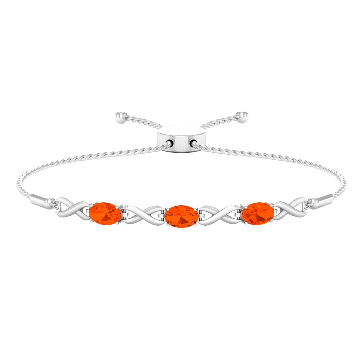 Pulsera de mujer tipo bolo infinito con ópalo de fuego ovalado natural