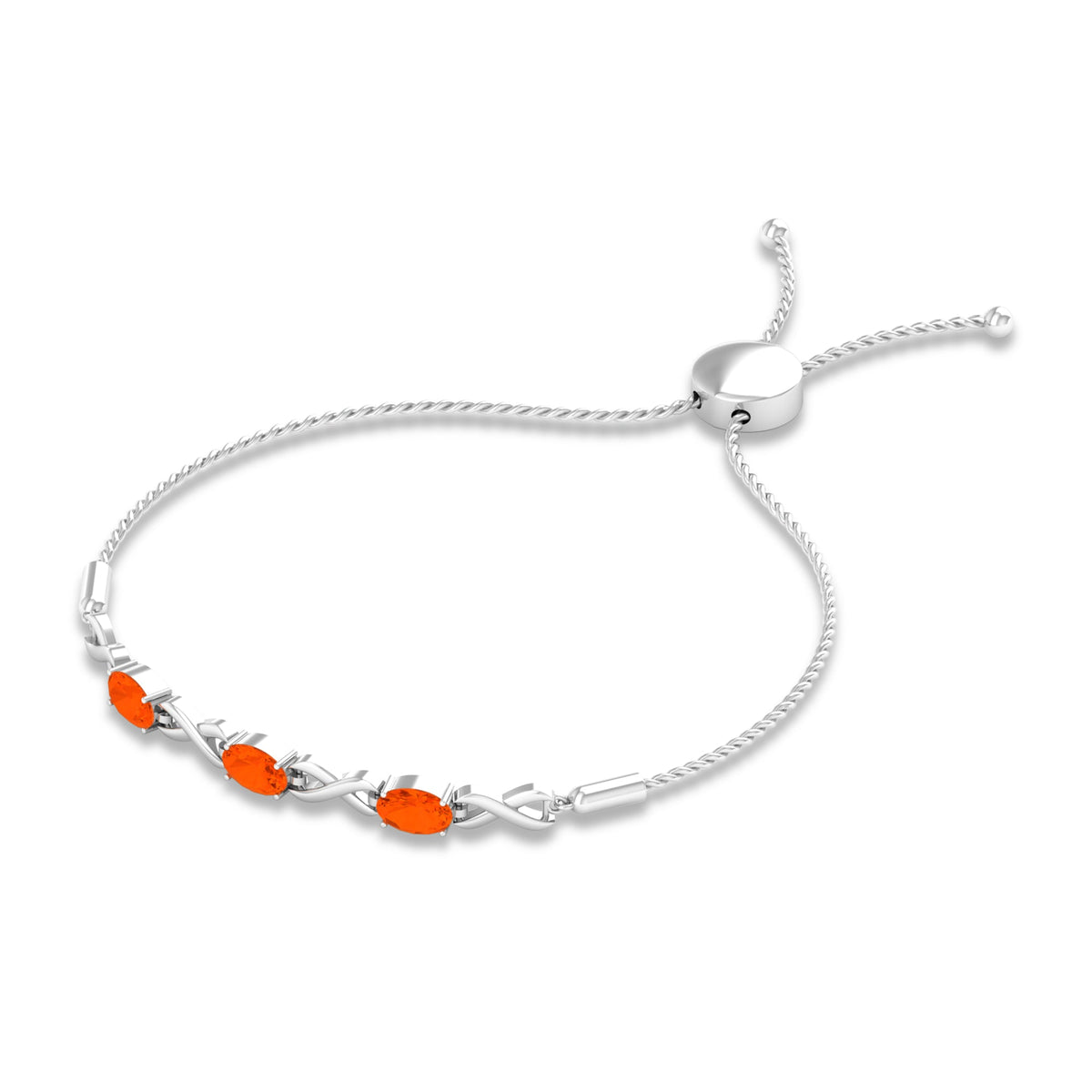 Pulsera de mujer tipo bolo infinito con ópalo de fuego ovalado natural