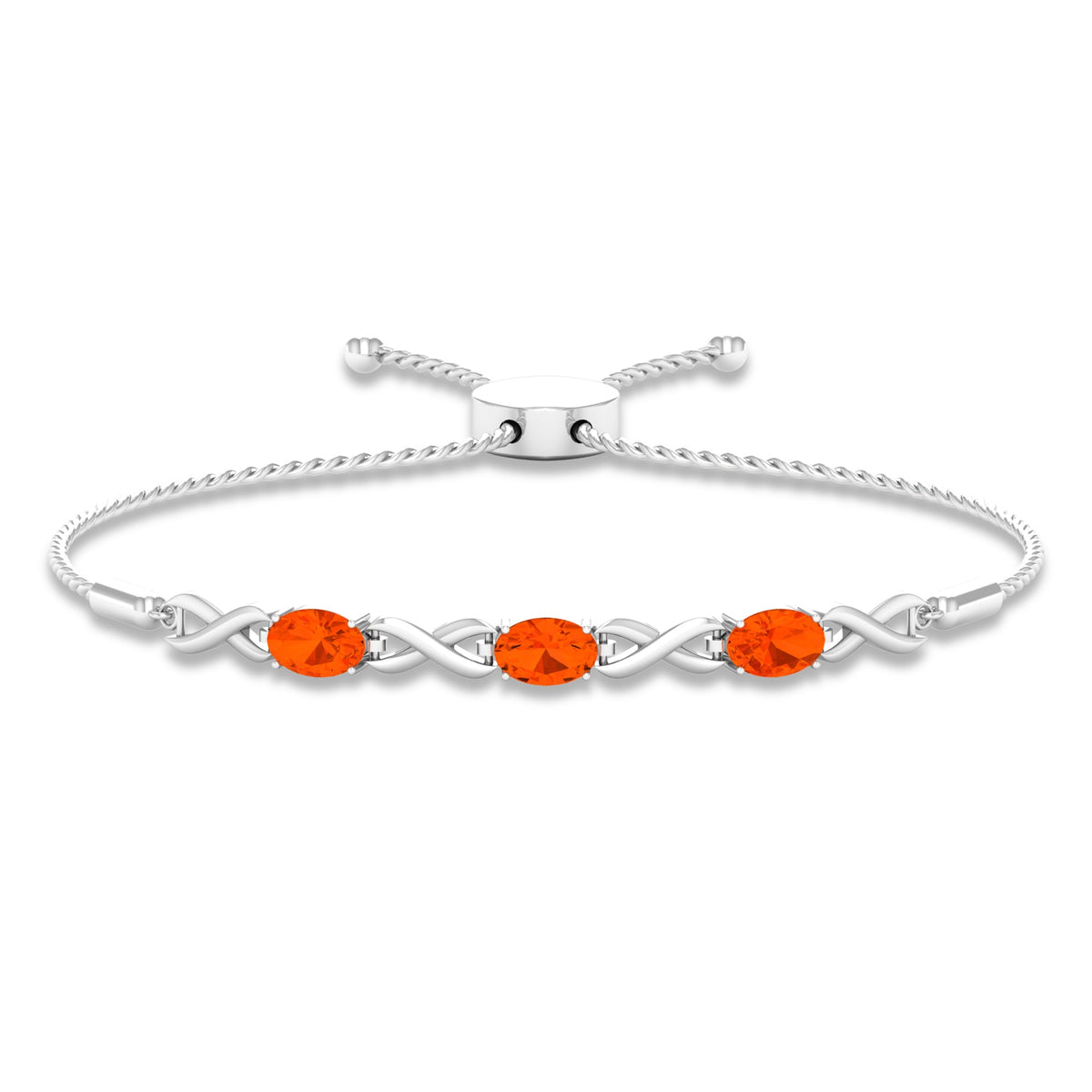 Pulsera de mujer tipo bolo infinito con ópalo de fuego ovalado natural