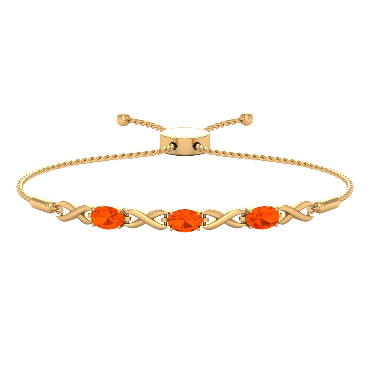 Pulsera de mujer tipo bolo infinito con ópalo de fuego ovalado natural