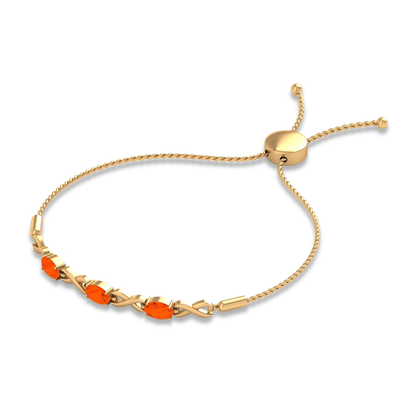 Pulsera de mujer tipo bolo infinito con ópalo de fuego ovalado natural