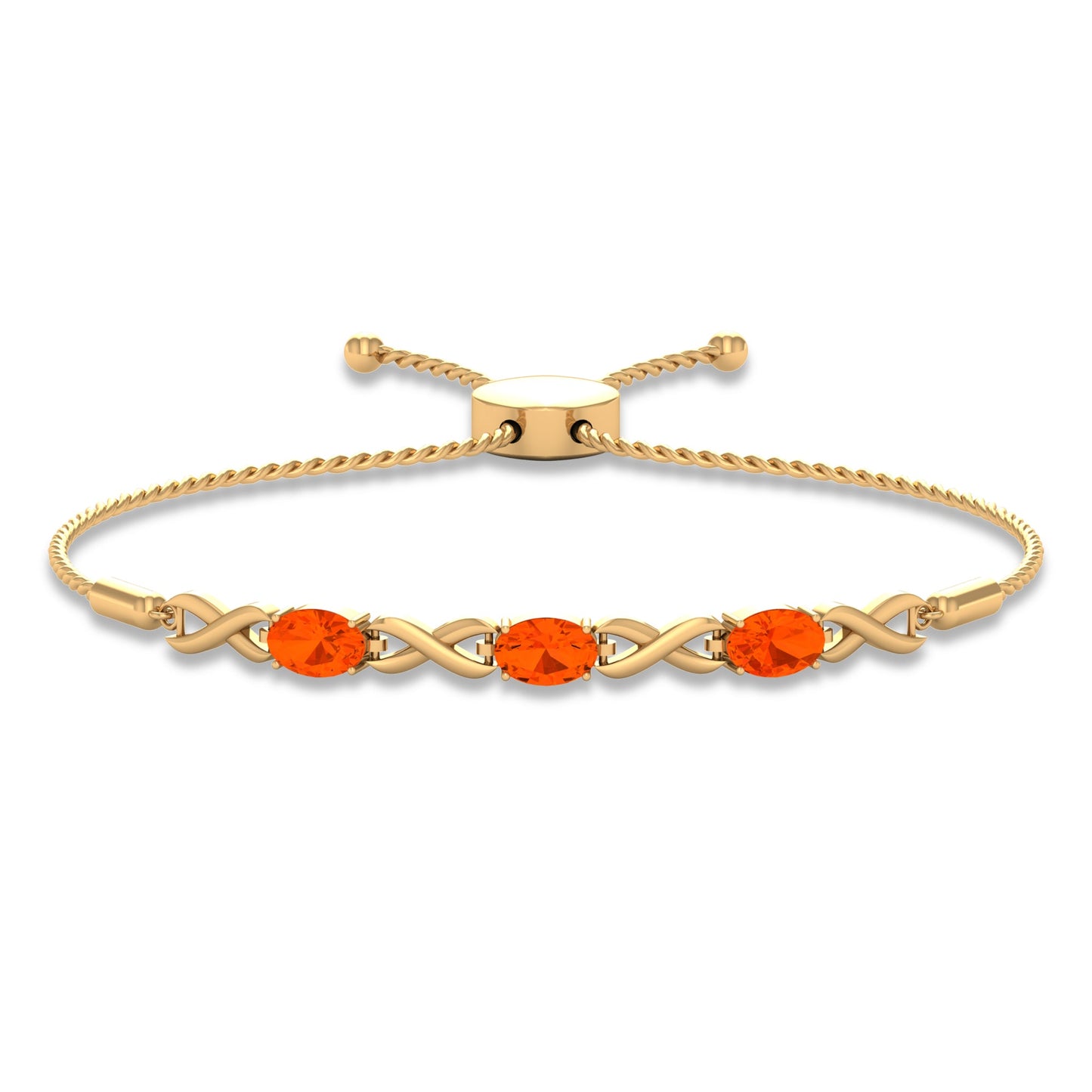 Pulsera de mujer tipo bolo infinito con ópalo de fuego ovalado natural