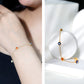 Bezel Set Fire Opal Evil Eye Station Bracelet for Women