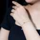 Bezel Set Fire Opal Evil Eye Station Bracelet for Women
