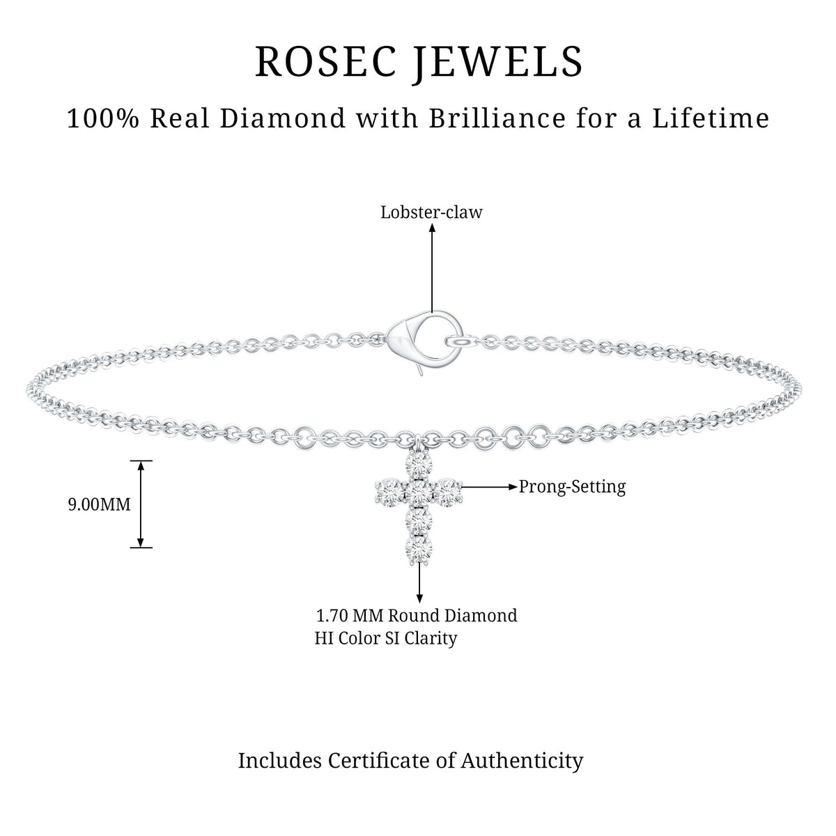 Certified Diamond Cross Chain Bracelet
