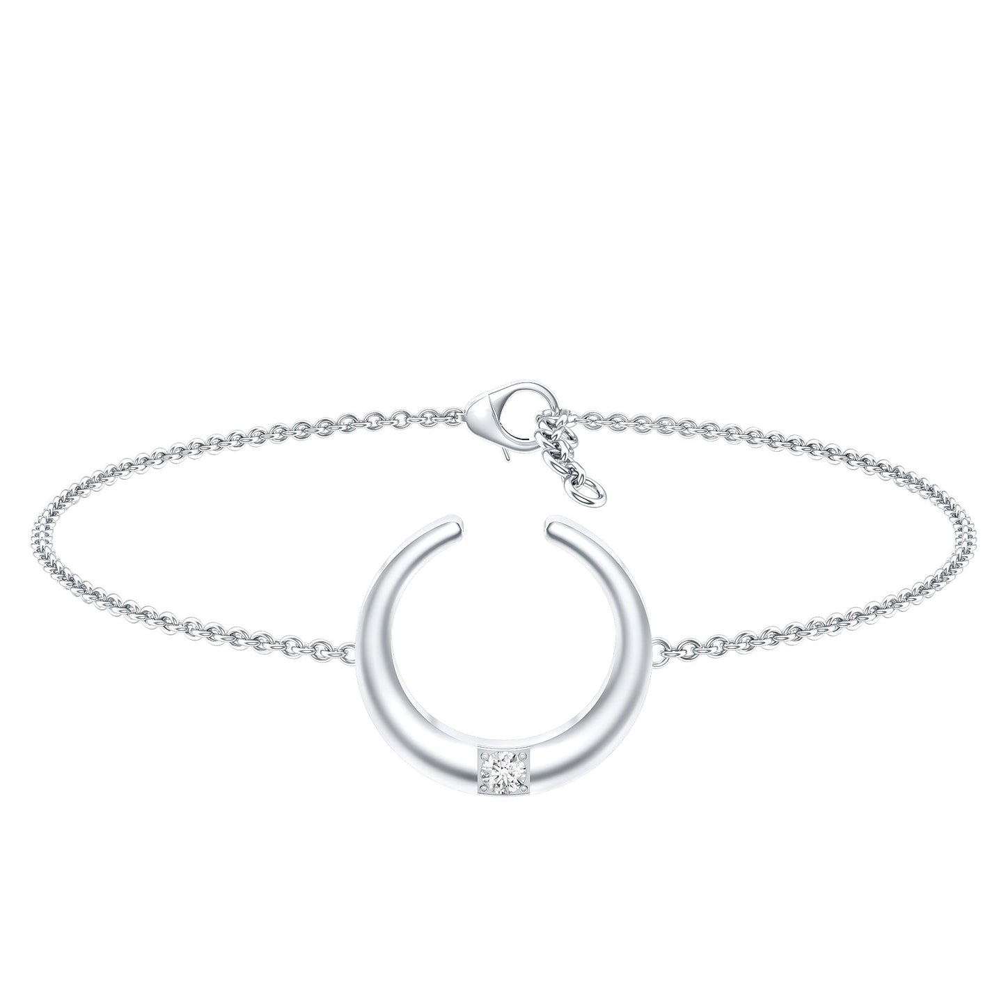 Certified Diamond Moon Chain Bracelet
