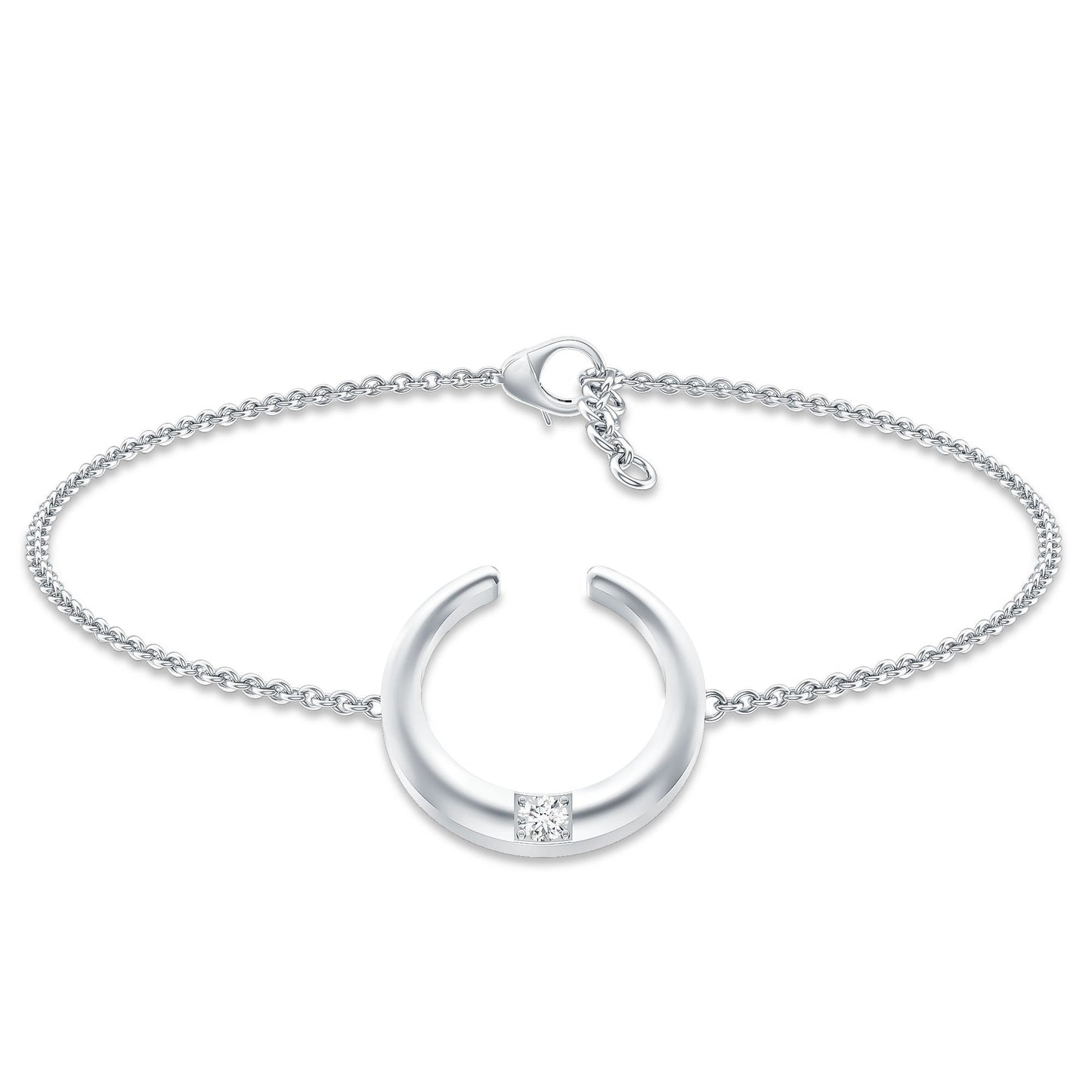 Certified Diamond Moon Chain Bracelet